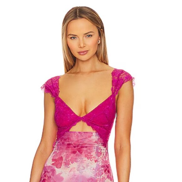 Free People Suddenly Fine Maxi Slip in Rosey Pink Combo Small NWT - Picture 5 of 10